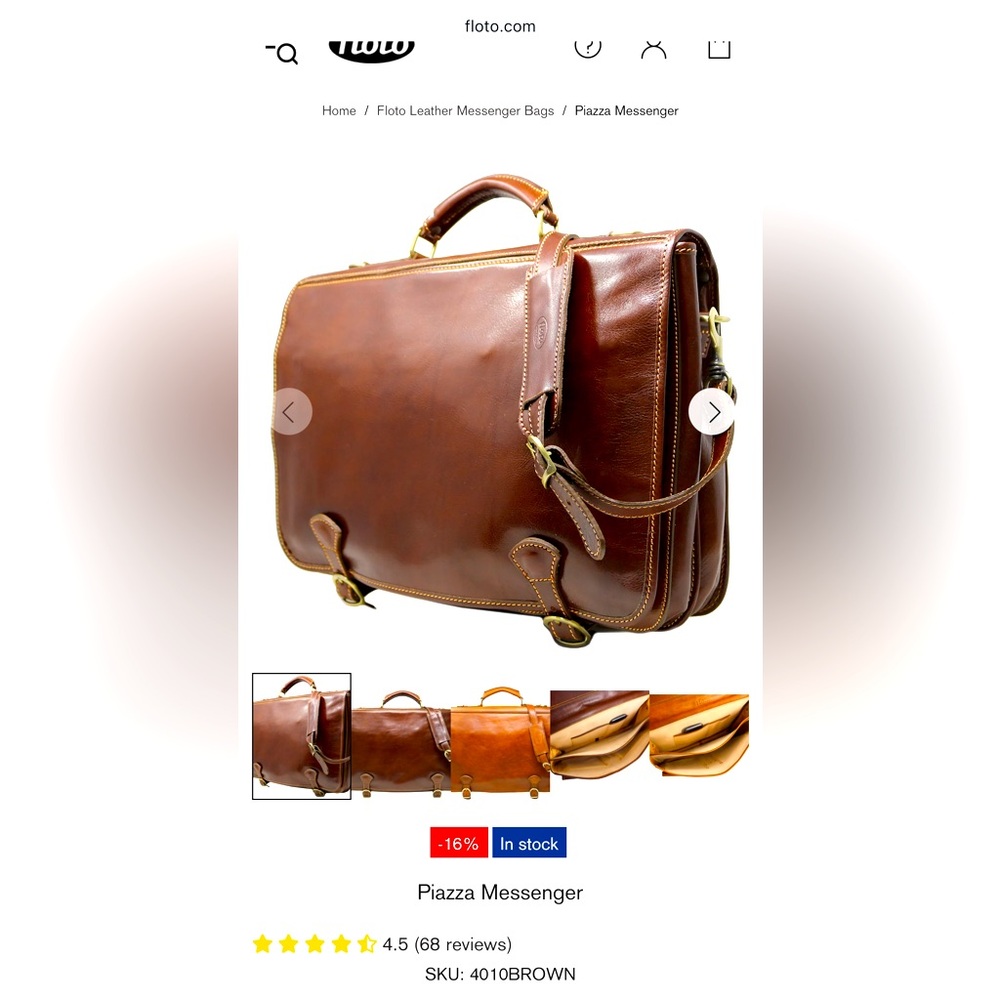 Floto Imports Italian Leather Piazza Messenger Bag